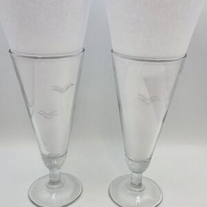 Vintage Seagull Etched Pilsner Glasses